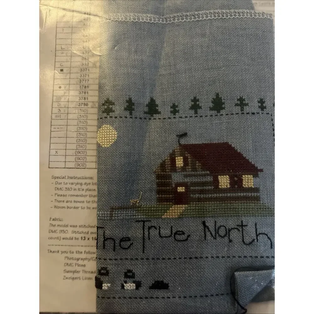 Vintage 1996 Stitcher’s Habit True North Sampler Cross Stitch Kit WIP
